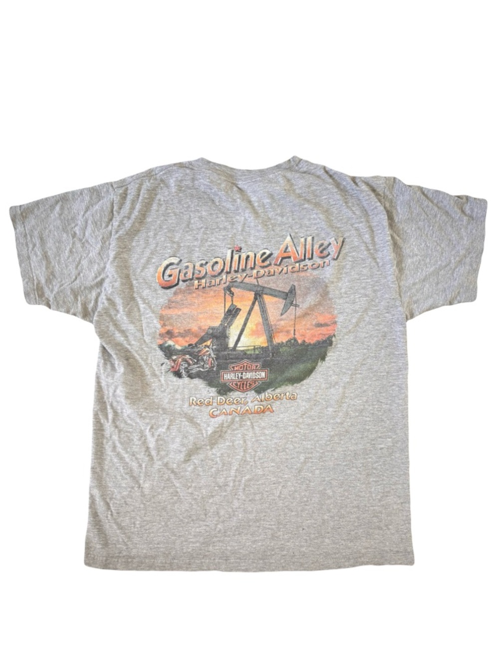 Early 2000’s Harley-Davidson Heather Gray Text Print Tee